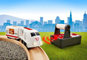 BRIO World Remote Control Travel Train Toy for Kids Age 3 Years Up - Wooden Rail