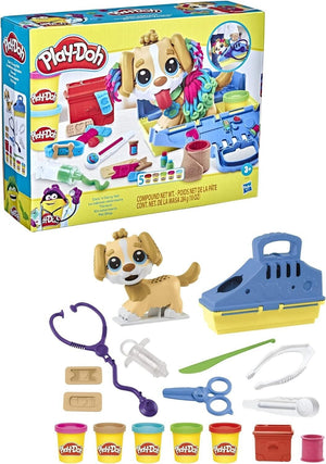 Play-Doh Care n Carry Vet Playset with Toy Dog, Carrier, 10 Tools, 5 Colours,