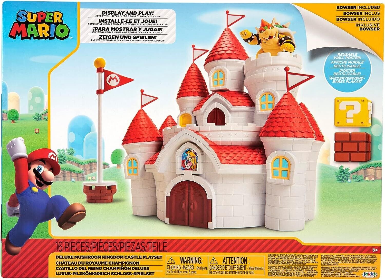 Nintendo Mushroom Kingdom Castle Playset Including Exclusive 2.5'/6cm Bowser Act