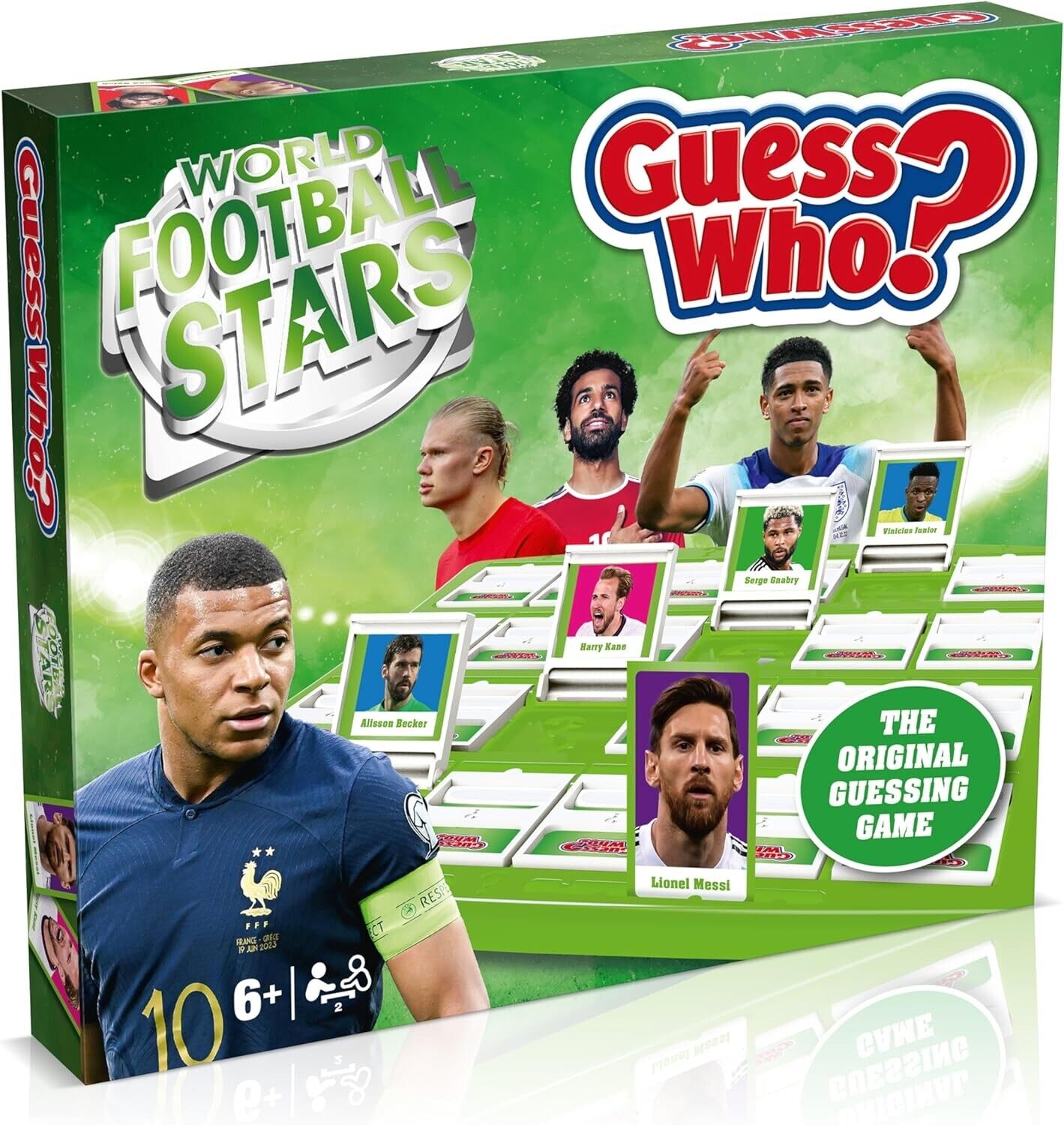 Winning Moves World Football Stars Guess Who? Board Game Green, Play with Messi,