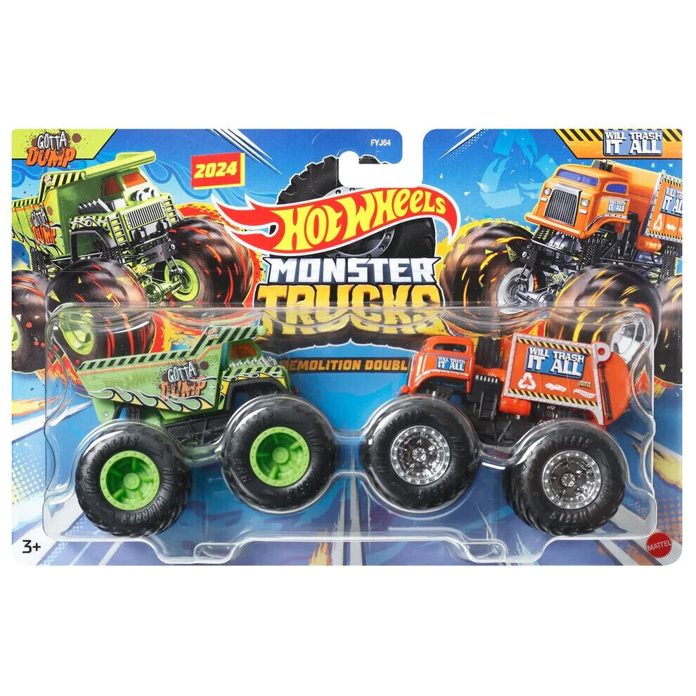 Hot Wheels Monster Trucks Demolition Doubles GOTTA DUMP VS WILL TRASH IT ALL