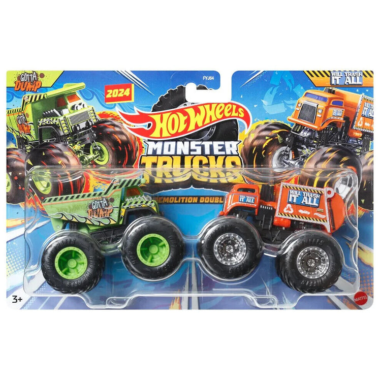 Hot Wheels Monster Trucks Demolition Doubles GOTTA DUMP VS WILL TRASH IT ALL