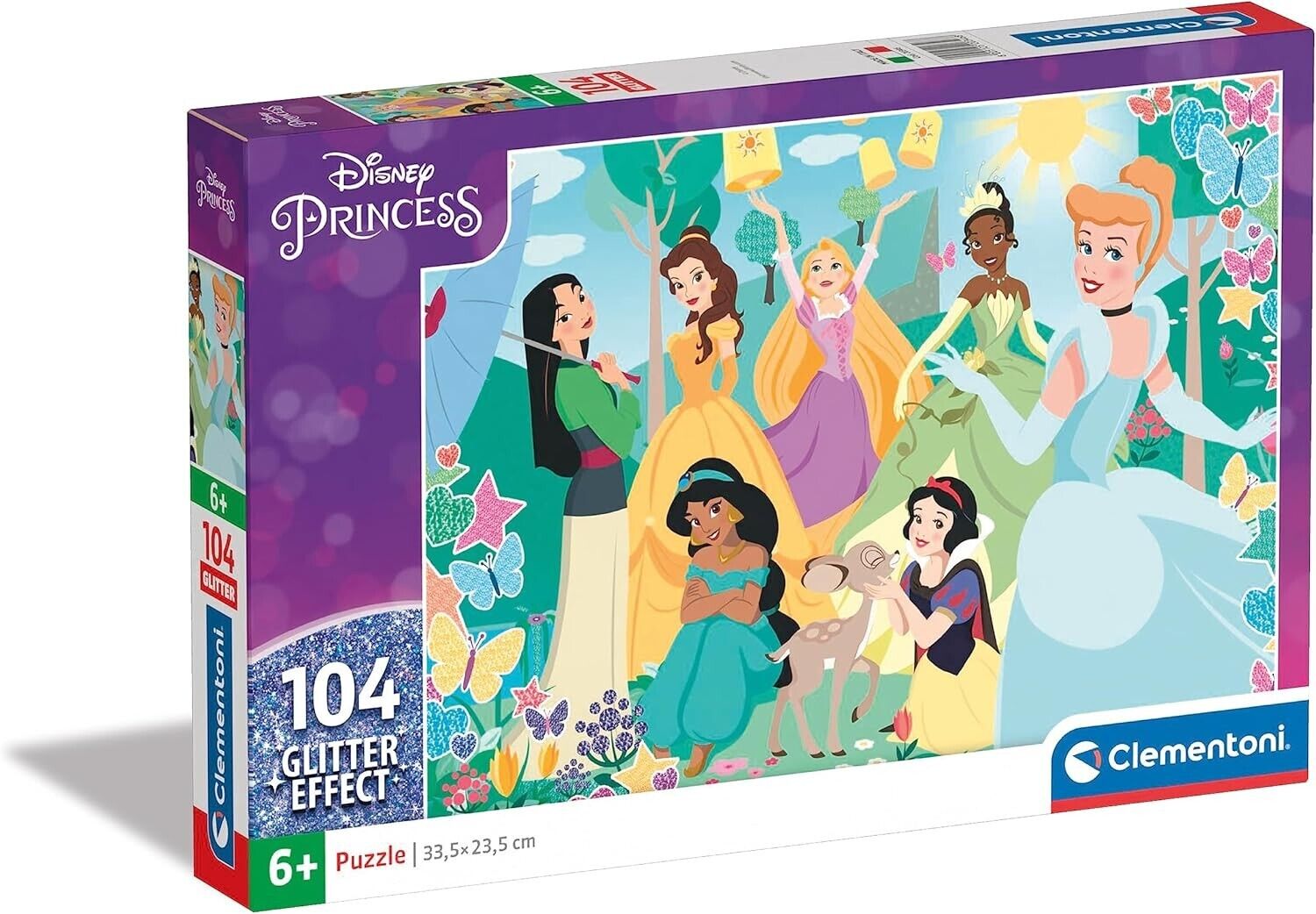 Clementoni 20346 Disney Princess Supercolor Glitter Princess-104 Pieces-Jigsaw P