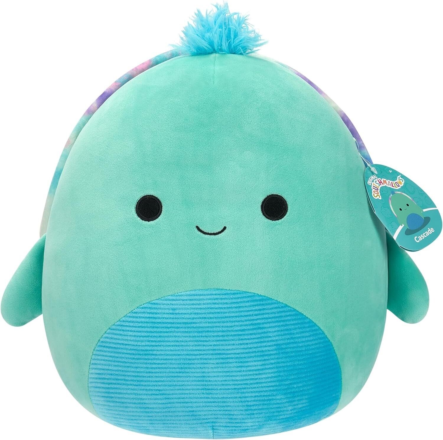 Squishmallows SQCR05477 16-Inch-Cascade The Teal Turtle with Tie-Dye Shell, Mult