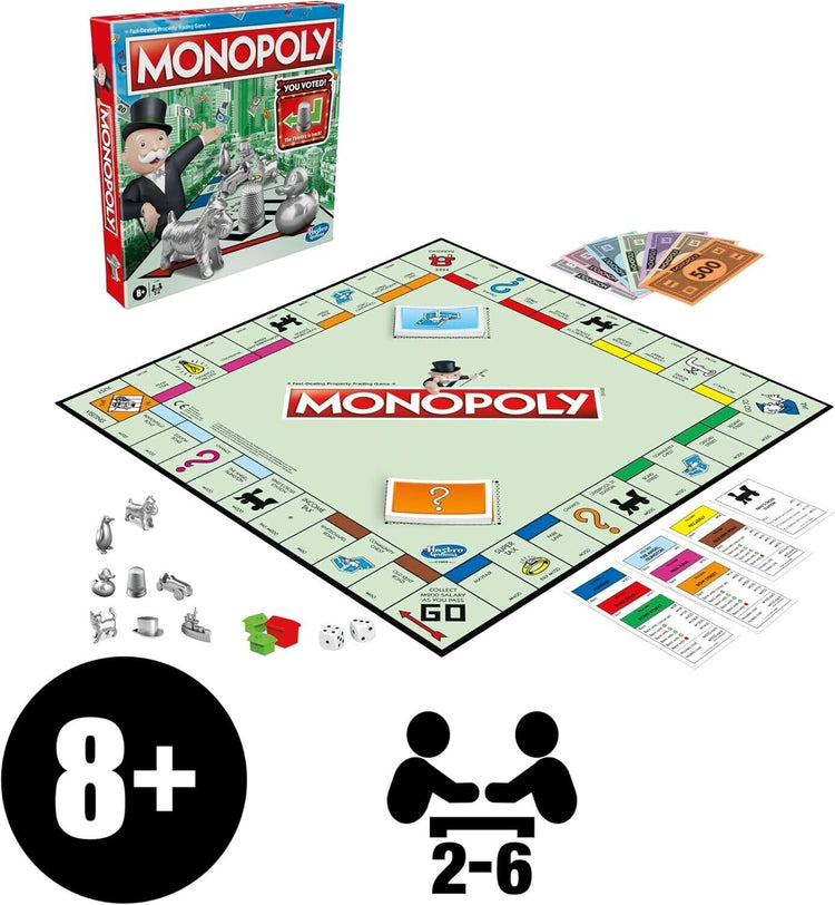 Monopoly Board Game, Family Time Games for Adults and Children, 2 to 6 Players,