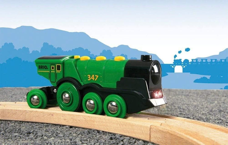 BRIO Big Green Locomotive Battery Powered Toy Train for Kids Age 3 Years Up - Ra