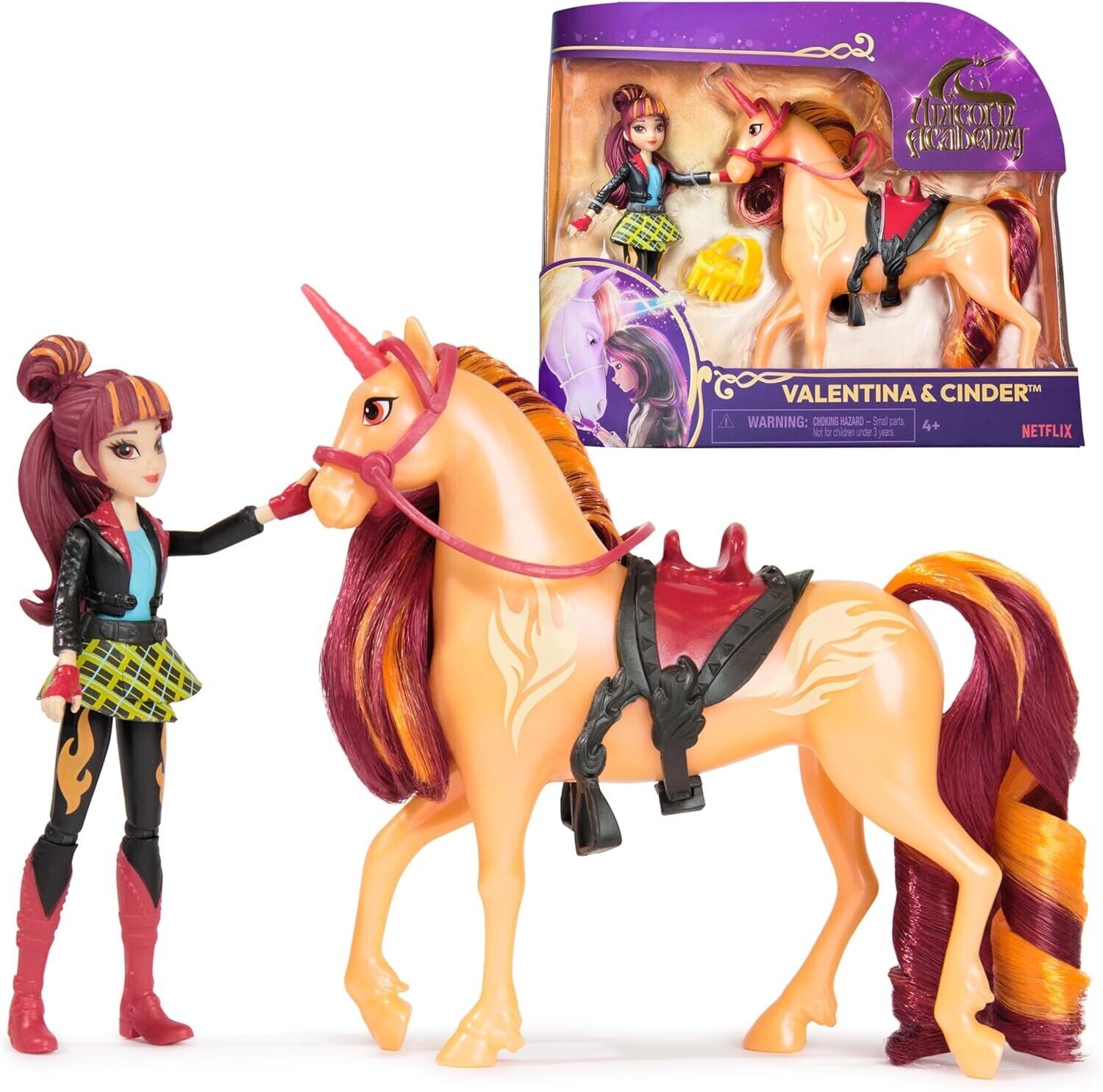 Unicorn Academy, Valentina & Cinder Set with 2 Riding Accessories and Hair Styli