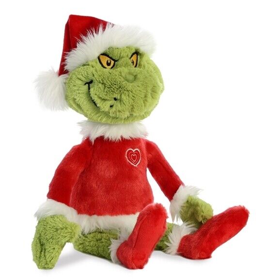 "New Dr. Seuss Santa Grinch 19" Plush Toy by Aurora - Perfect Holiday Gift (1590