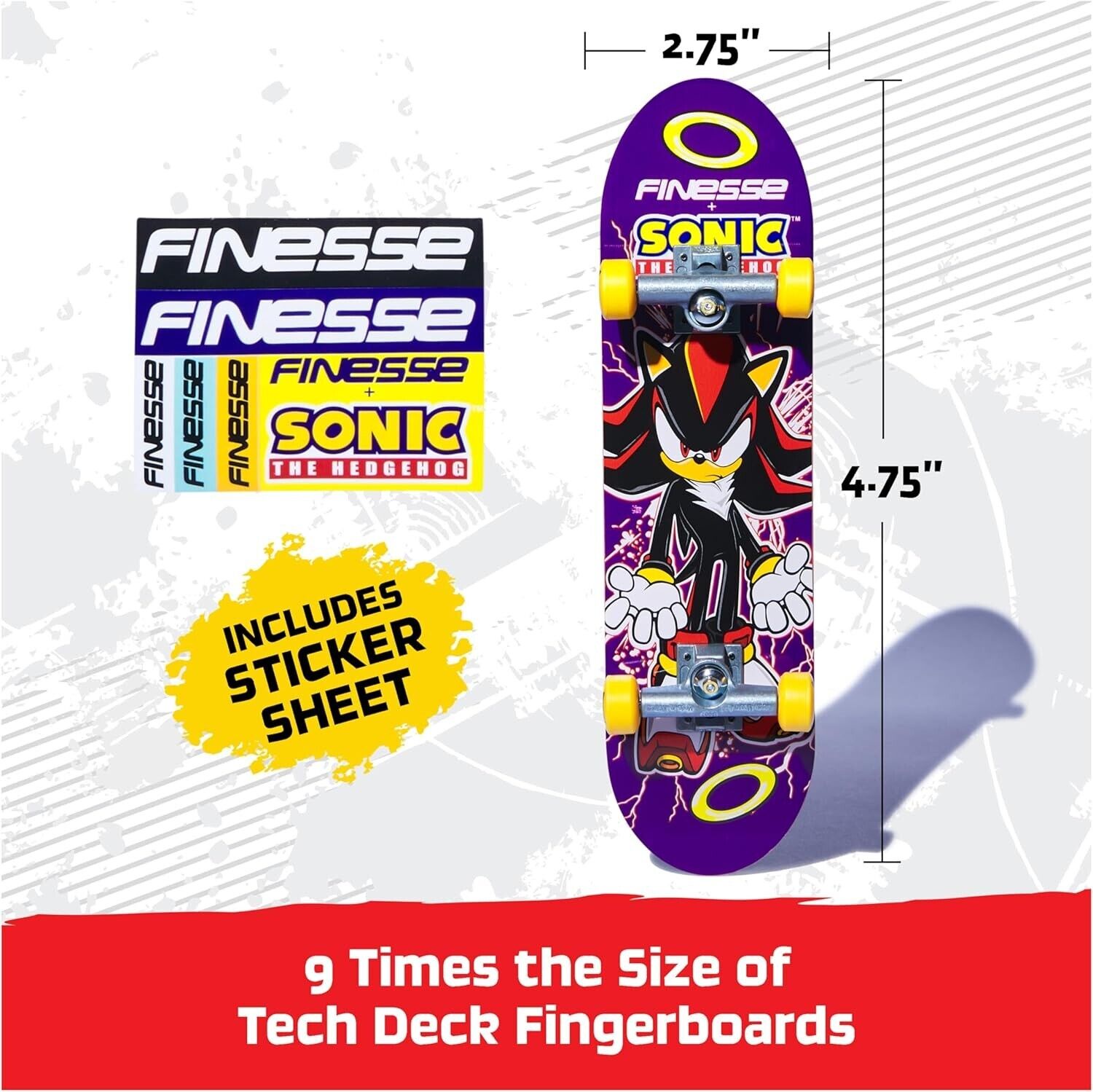 Tech Deck, Finesse X Sonic the Hedgehog Handboard; Authentic Mini Skateboards, K