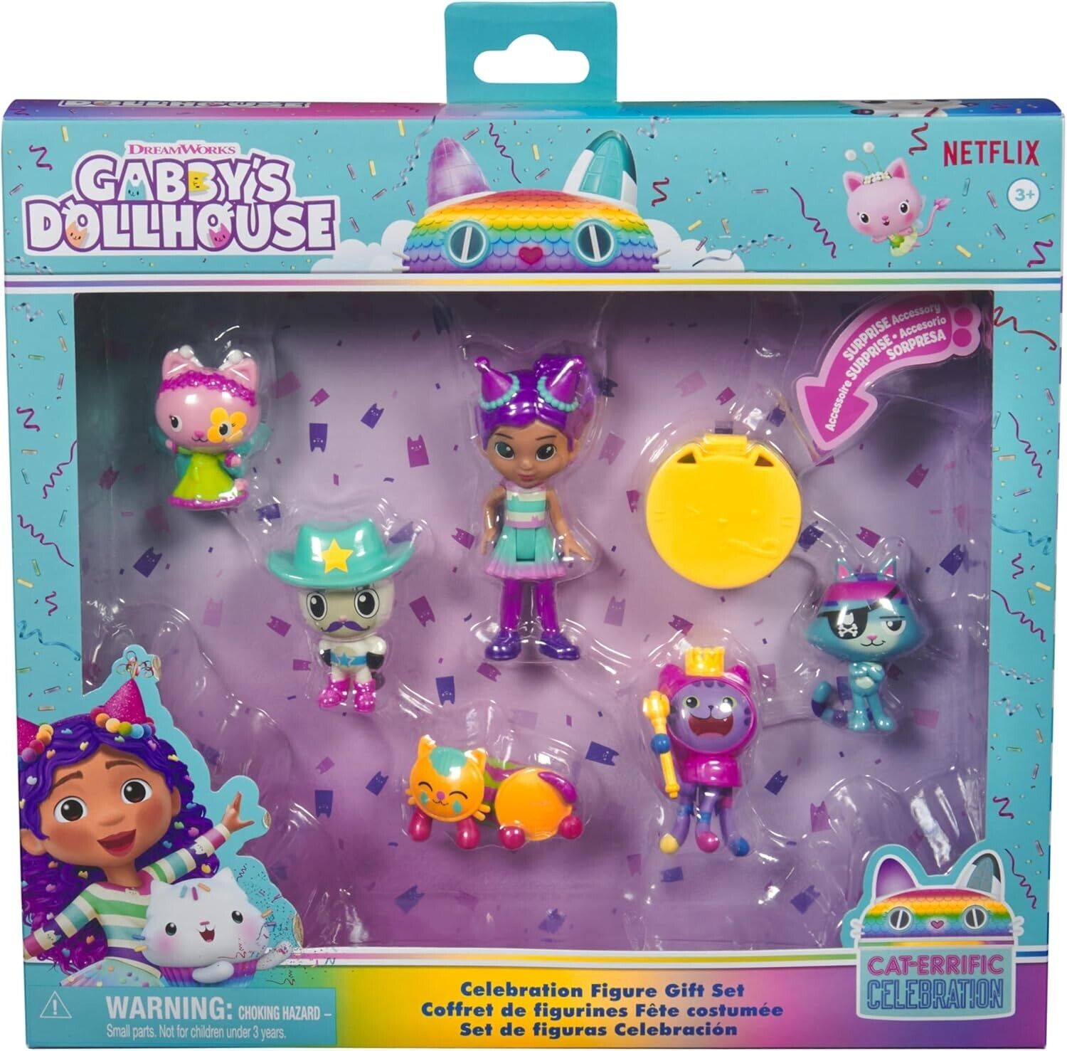 Gabby’s Dollhouse, Celebration-Themed Figures with Gabby Girl, 5 Cat Toy Figures