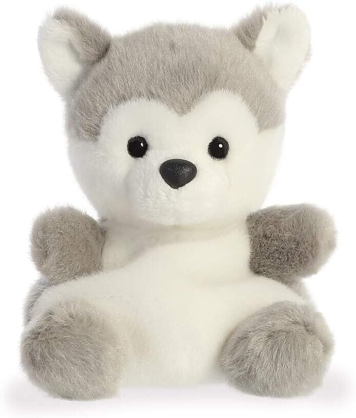 Aurora Palm Pals, Busky The Husky Dog, Soft Toy, 33474, 5 inches, Grey and White