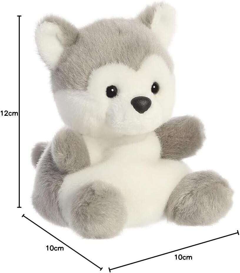 Aurora Palm Pals, Busky The Husky Dog, Soft Toy, 33474, 5 inches, Grey and White