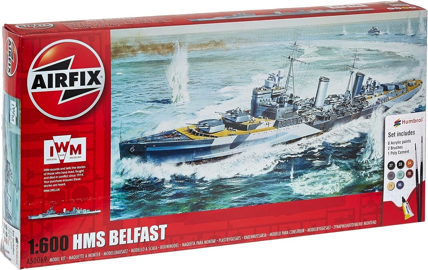 Airfix Ship Model Building Kits - HMS Belfast Miniature Craft Kit, 1/600 Scale M