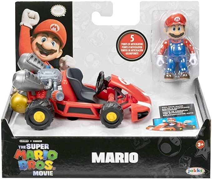 New Official Super Mario Bros Movie Kart Racer & Action Figure - Mario