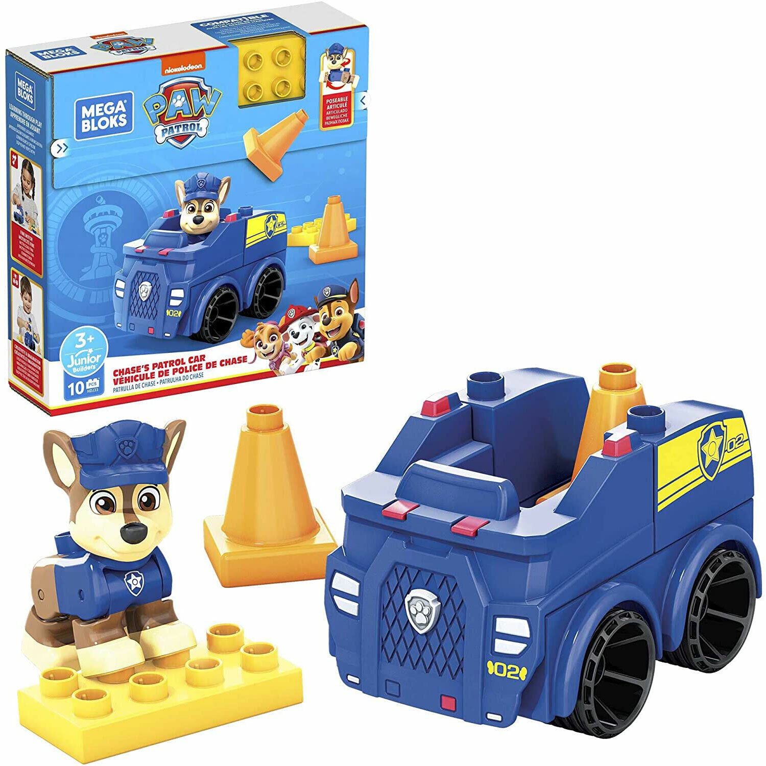 New Mega Bloks PAW Patrol Chase's Patrol Car - Ready for Action!