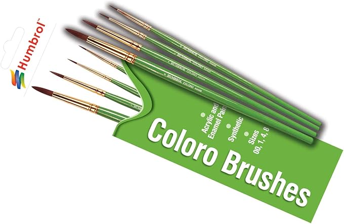 Humbrol Model Paint Brushes - AG4050 Brush Pack - Coloro 00, 0, 1, 2, 4 - 5 Pack Paint Brush Set for Art, Modelling Paint Brushes for Enamel & Acrylic Paints - Small Brushes for Painting Model Craft