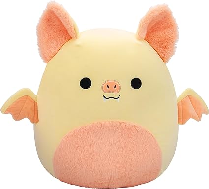 Squishmallows SQCR05482 16-Inch-Meghan The Cream and Pink Bat with Fuzzy Belly, Multicolour