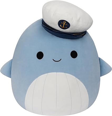 Squishmallows SQCR02420 Original 20-Inch Samir Blue Whale with Sailor Hat-Jumbo Ultrasoft Official Plush