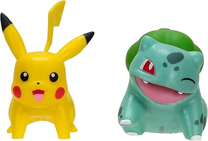 Pokémon Battle Figure First Partner 2 Pack - 2-Inch Bulbasaur and Pikachu Battle Figures with Authentic Details