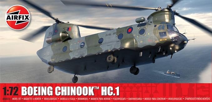 Airfix Standard Model Set - A06023 Boeing Chinook HC.1 Model Building Kit - Plastic Model Helicopter Kits for Adults & Children 8+, Set Includes Sprues and Decals - 1:72 Scale Model