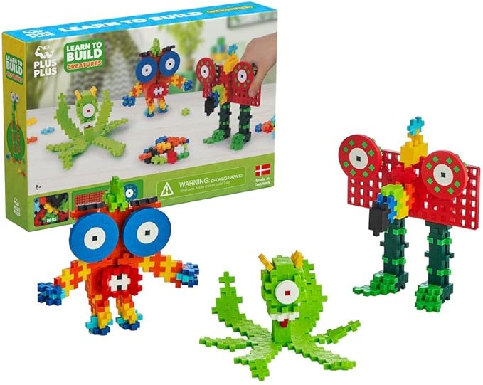 Plus-Plus 9603907 Ingenious Construction Toy, Learn to Build, Aliens & Monsters, Creative Building Blocks, 245 Pieces, Multicoloured, Mini, PP3907