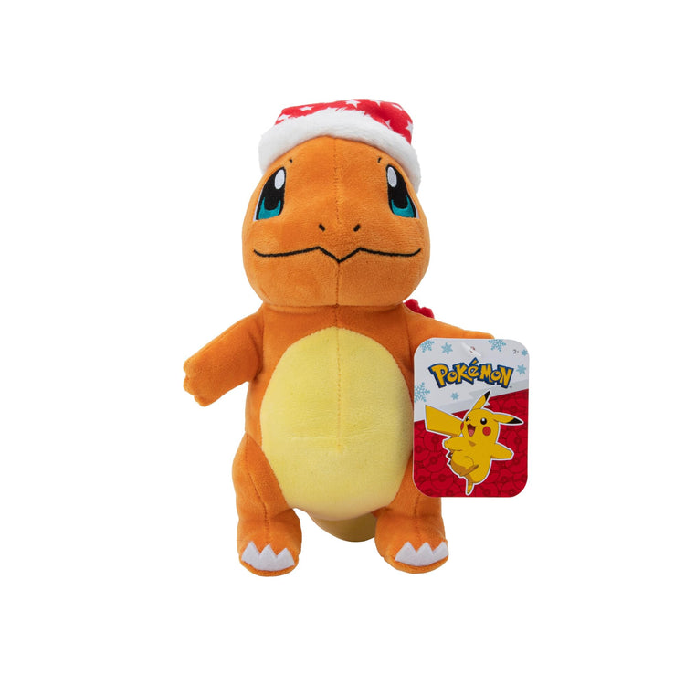 Pokémon PKW - 8" Seasonal Plush (Holiday) Squirtle with Red Scarf Charmander with Santa Hat