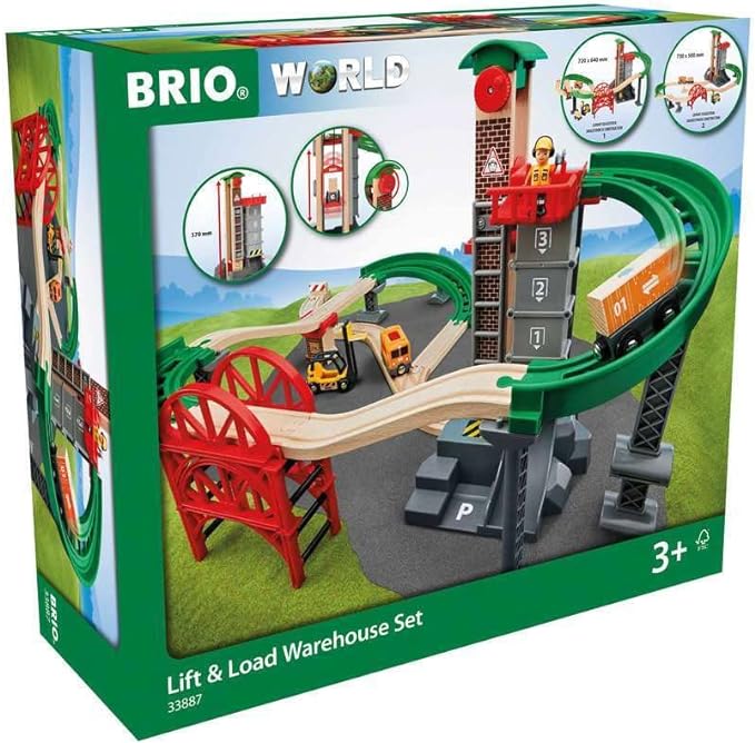 BRIO World Railway Lift & Load Warehouse Set for Children Age 3 Years Up - Wooden Trains Add On Accessories - Christmas Gifts for Toddlers