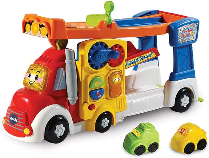 VTech Toot-Toot Drivers Big Vehicle Carrier, Baby Interactive Toys for Toddlers, 2-in-1 Car Carrier with Two Mini Vehicles, Cars with Sounds and Music, for Kids Aged 1 to 5 Years, English Version