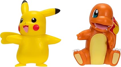 Pokémon Battle Figure First Partner 2 Pack - 2-Inch Charmander and Pikachu Battle Figures with Authentic Details