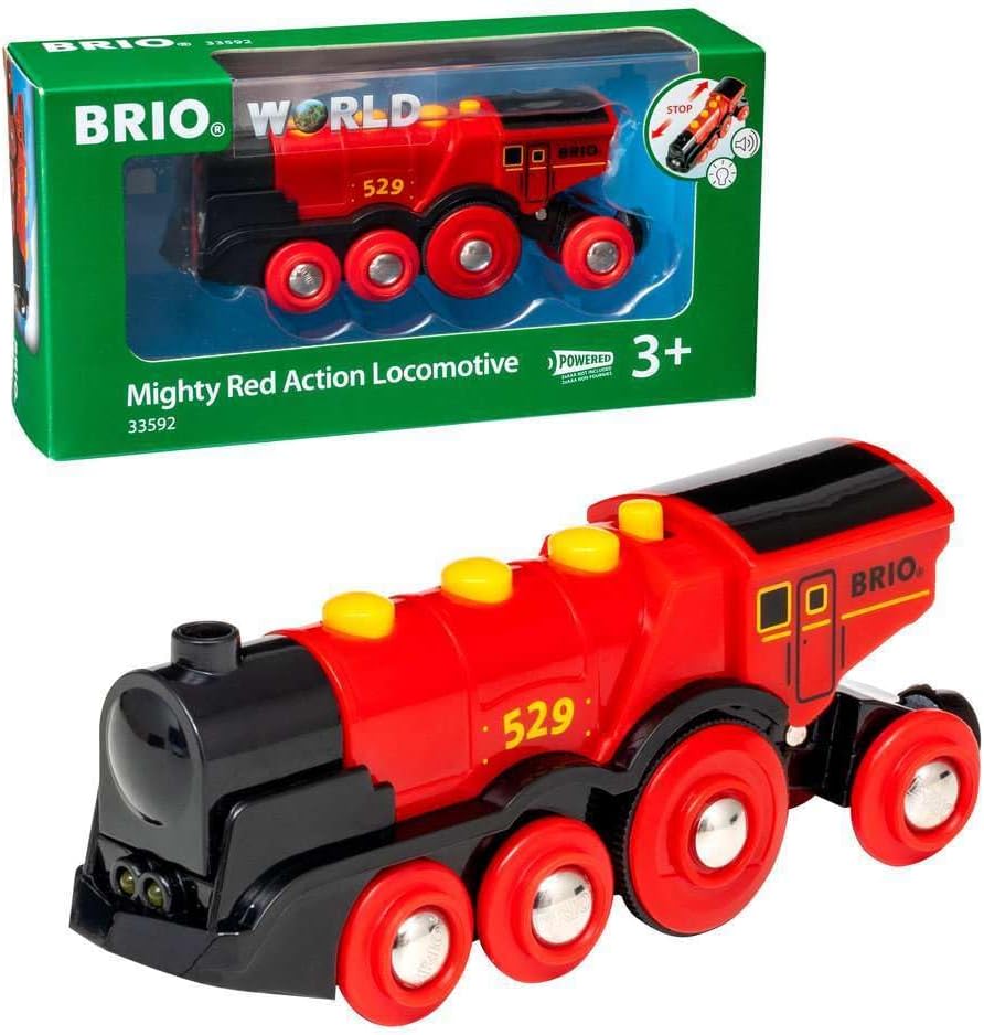 BRIO World Mighty Red Locomotive Battery Powered Toy Train for Kids Age 3 Years Up - Railway Set Accessories & Add Ons