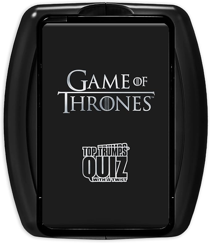 Top Trumps Game of Thrones Quiz Trivia Game, 100 categories to test your knowledge and memory featuring Tyrion Lannister, Cersei Lannister, Arya Stark, Daenerys Targaryen, 2+ player game for ages 18+