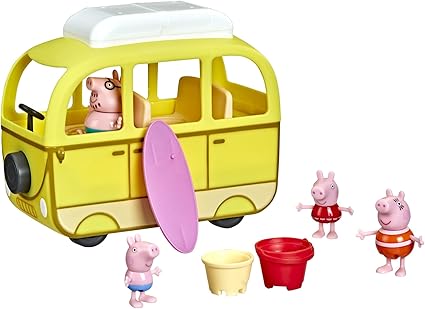 Peppa Pig Peppa’s Adventures Peppa’s Beach Campervan Vehicle Preschool Toy: 10 Pieces, Rolling Wheels; Ages 3 and Up Multicolor F3632