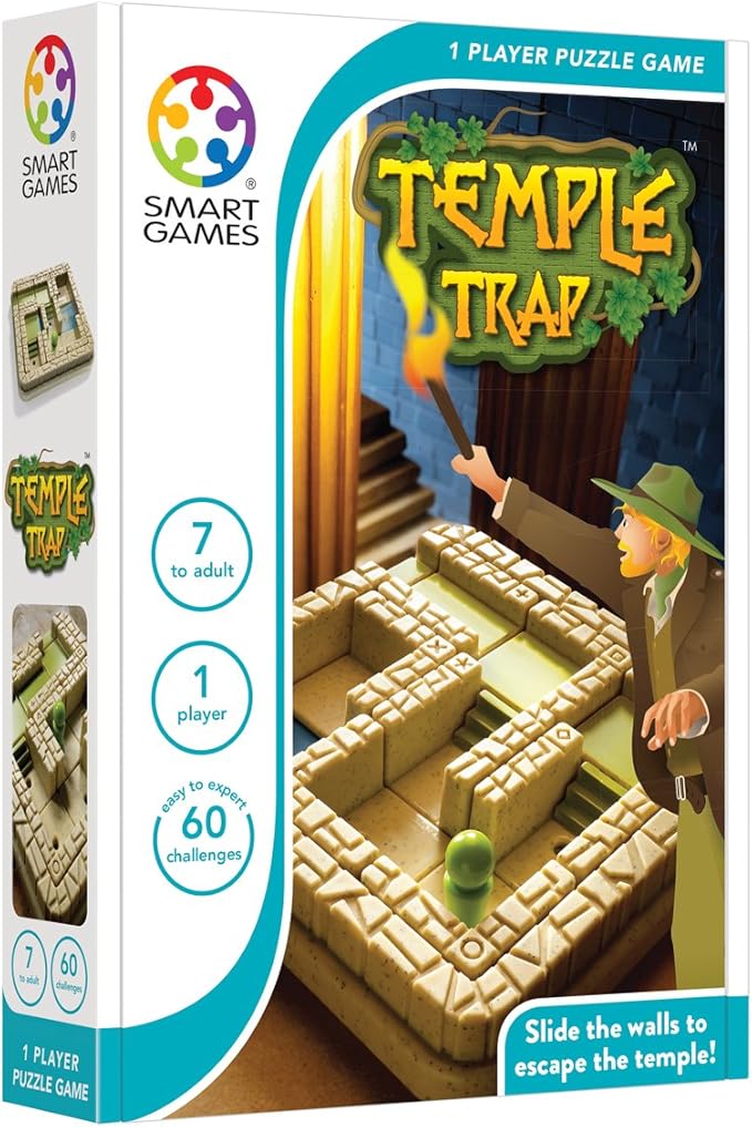 Smart Games - Temple Trap, Puzzle Game with 48 Challenges, 7+ Years, Transparent/Green