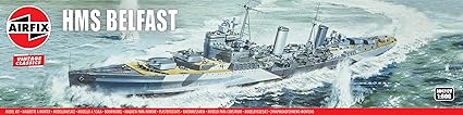 Airfix Vintage Classics Set - A04212V HMS Belfast - Plastic Model Ship Kits for Adults & Children 8+, Set Includes 250 Pieces - 1:600 Scale Model Ship Set