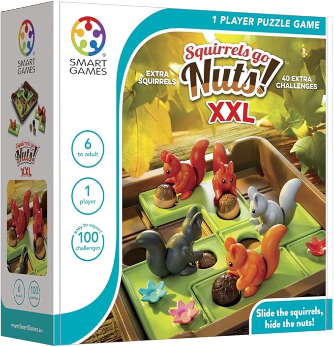 Smart Games - Squirrels Go Nuts XXL, Extra Large Puzzle Game with 100 Challenges, 7+ Years