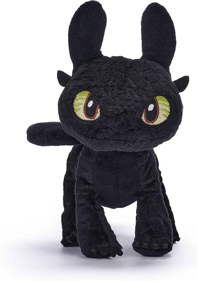 Posh Paws 12500T DreamWorks How to Train Your Dragon 7” (18cm) Toothless Soft Plush Toys, Black/White