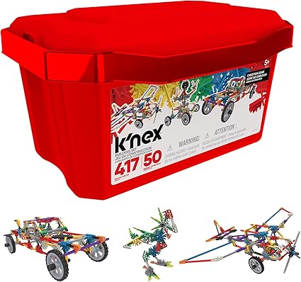 K'NEX | Creation Zone Building Set 50 Model | 417 Piece Educational Learning Kit with Storage Tub, Engineering Construction Toys for Kids 5+ | Basic Fun 16511