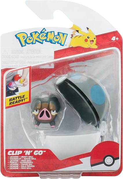 Pokémon PKW3633 Clip 'n'Go Poké Ball - Piglet & Heavy Ball, Official Pokéball with 5 cm Figure