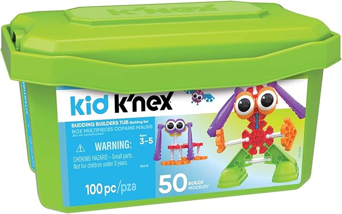 Kid K'NEX | Budding Builders Set 50 Model | Kids Craft Set with 100 Pieces, Educational ,Fun Building Toys for Boys and Girls, Construction Toys for Ages 3+ | Basic Fun 85618