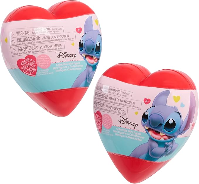 Just Play Disney Stitch Mini Figure 2-Pack Heart Capsule, 2.5-inch Collectible Figurines, Kids Toys for Ages 3 Up