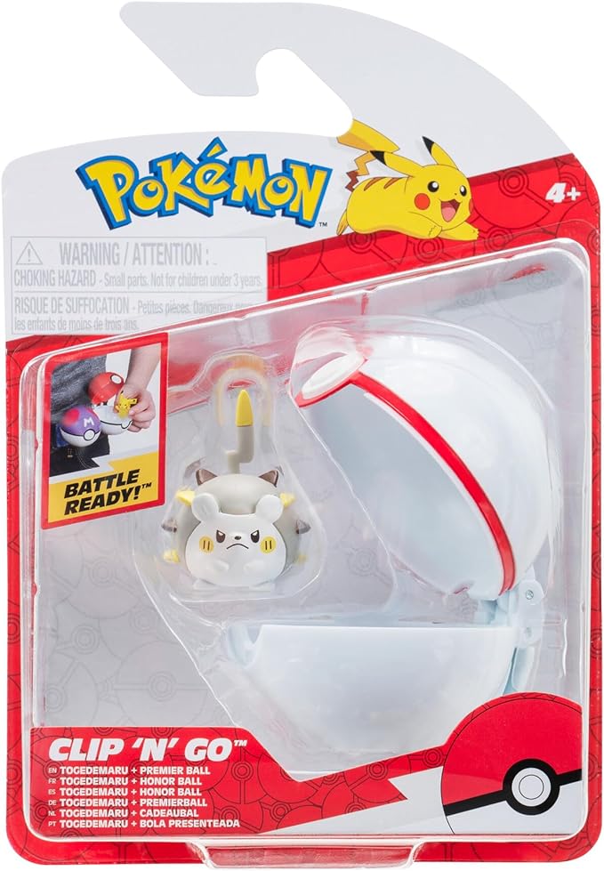 Pokemon Clip 'N' Go Togedemaru and Premier Ball - Includes 2 Inch Battle Figure and Premier Ball Accessories