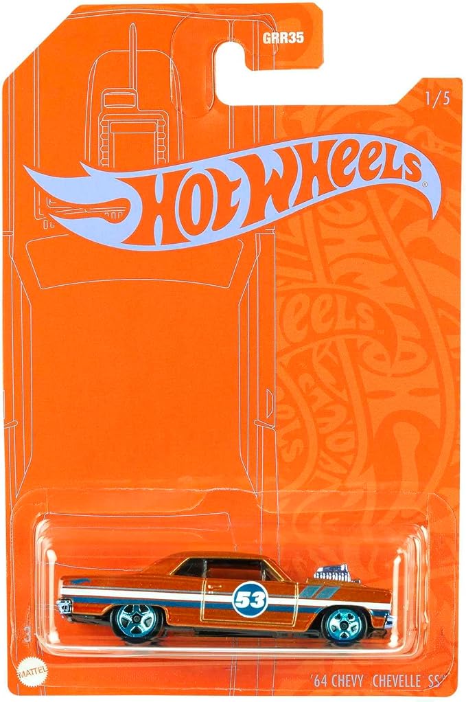 Hot Wheels Orange & Blue 53rd Anniversary '64 Chevelle SS 1/5 DieCast 1:64th Scale