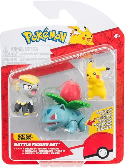 Pokémon PKW3893 Battle Figure Set - Pikachu, Miniras, Bisaknosp, Official Figures Set