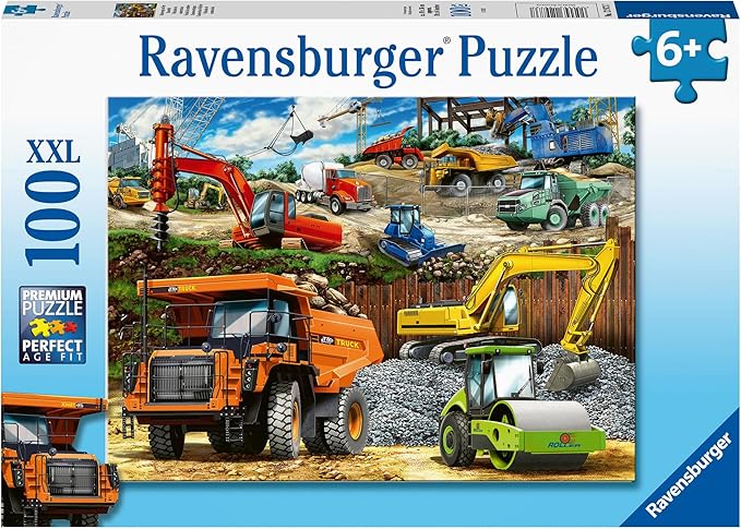 Ravensburger Construction Vehicles 100 Piece Jigsaw Puzzle with Extra Large Pieces for Kids Age 6 Years & Up