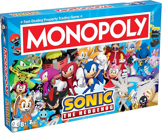 Winning Moves Sonic the Hedgehog Monopoly Board Game for 2–6 players and makes a great gift for fans aged 8 and up