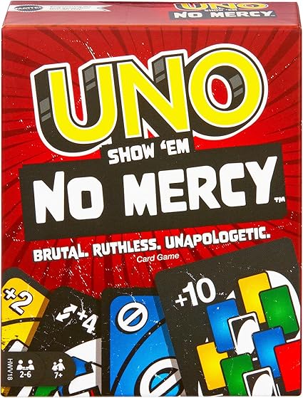 Mattel Games UNO Show ?em No Mercy Card Game for Kids, Adults & Family Parties and Travel With Extra Cards, Special Rules and Tougher Penalties., HWV18