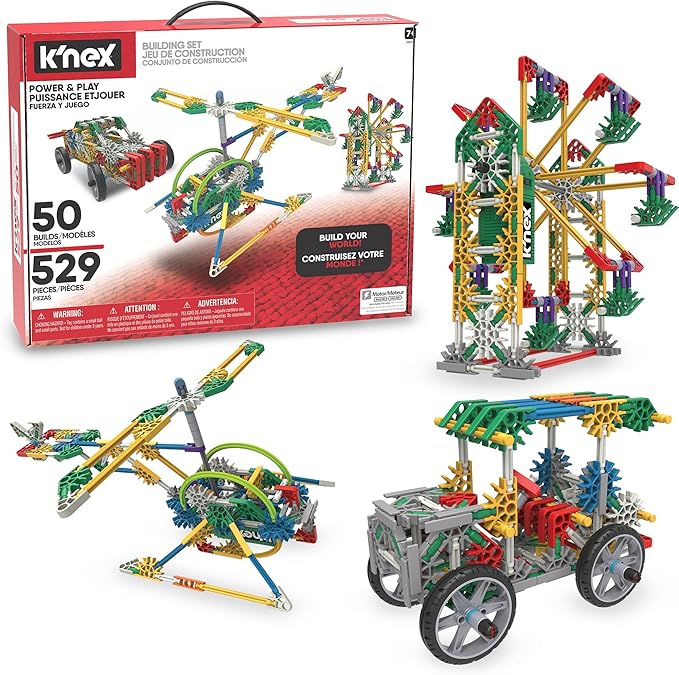 K'NEX | Power and Play Motorised Building Set | Educational Toys for Kids, 529 Piece Stem Learning Kit, Engineering for Kids, Fun and Building Construction Toys Ages 7+ | Basic Fun 23012