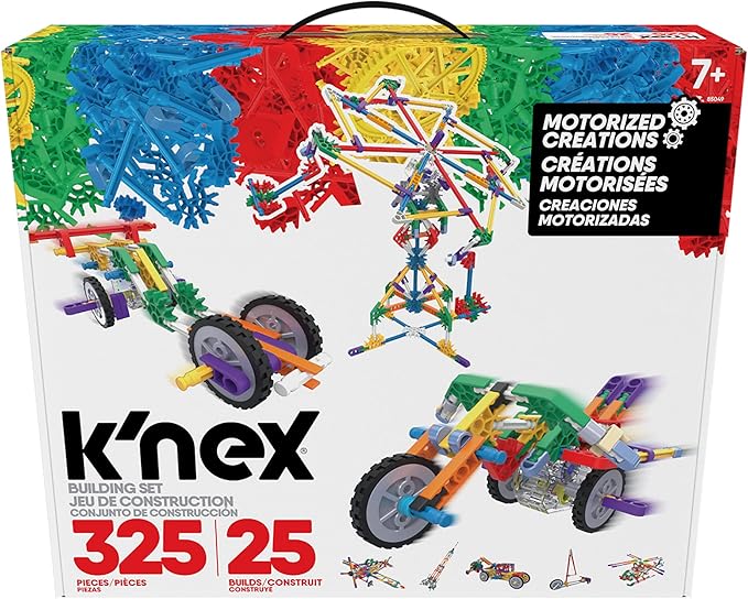 K'NEX | Motorised Creations Building Set | 3D Educational Toys for Kids, 325 Piece Stem Learning Kit, Engineering for Kids, 25 Model Building Construction Toy for Children Ages 7+ | Basic Fun 85049