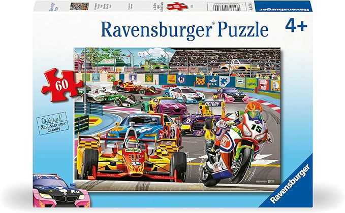 Ravensburger Racetrack Rally 60 Piece Jigsaw Puzzle for Kids Age 4 Years Up - Motorbikes, Race Cars, F1, MotoGP, Superbikes, NASCAR