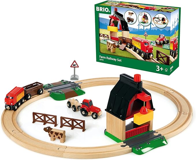 BRIO World Farm Railway Set for Children Age 3 Years Up - Compatible With Most BRIO Trains And Accessories - Gifts for Kids